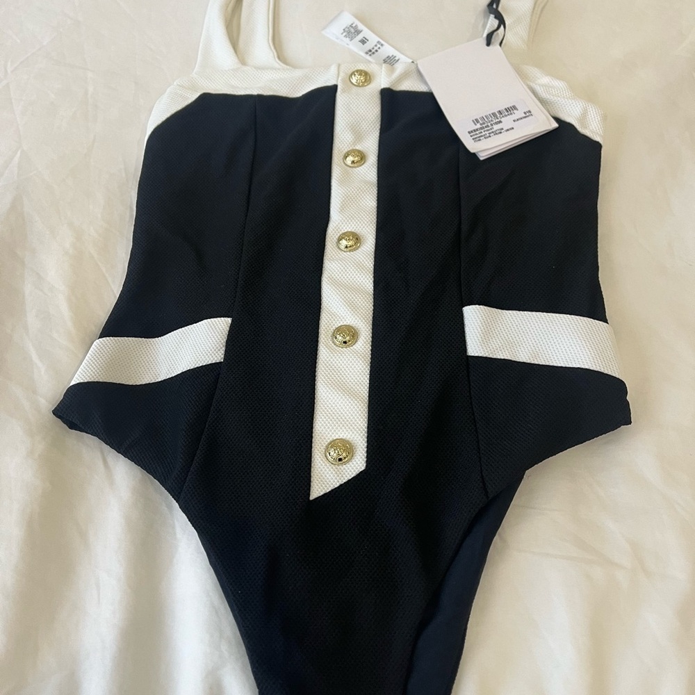 balmain button embellished swimsuit size 36